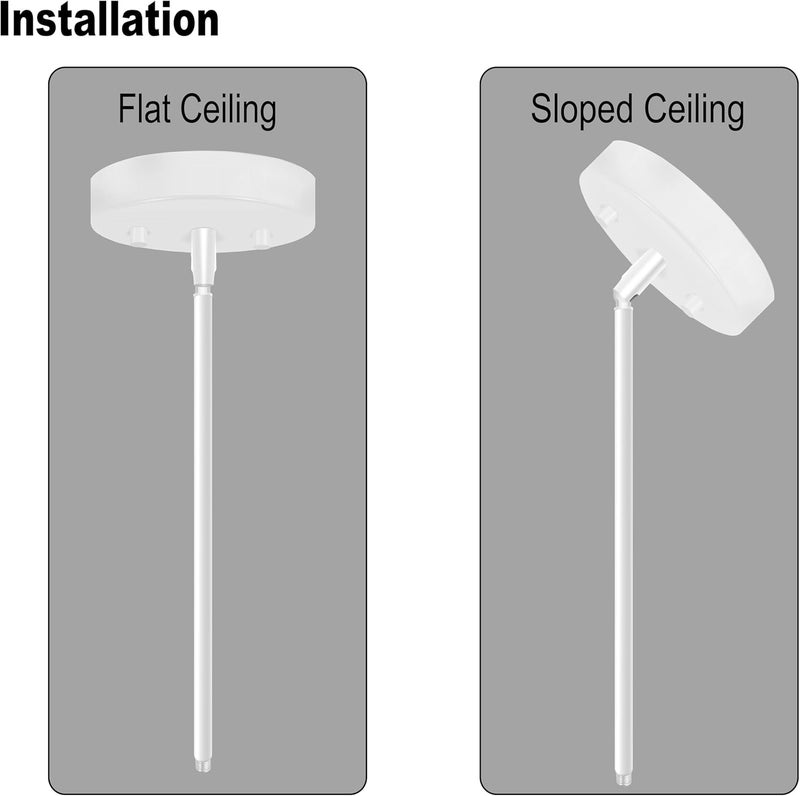 MAYOMAJO 8 Pieces M10 Threaded Extension Poles Lighting Fixture Downrods Stems & 180 Degrees Sloped Ceiling Adapter Kits for Pendant Light, Island Lighting, Chandeliers (White) - Image 4